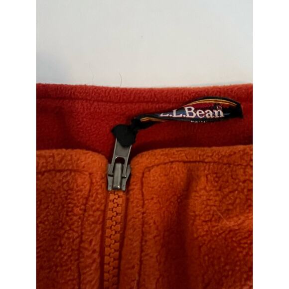 LL Bean Pumpkin Orange Fleece Quarter Zip Pullover Hand Warmer Pocket Sz Medium - Picture 8 of 10
